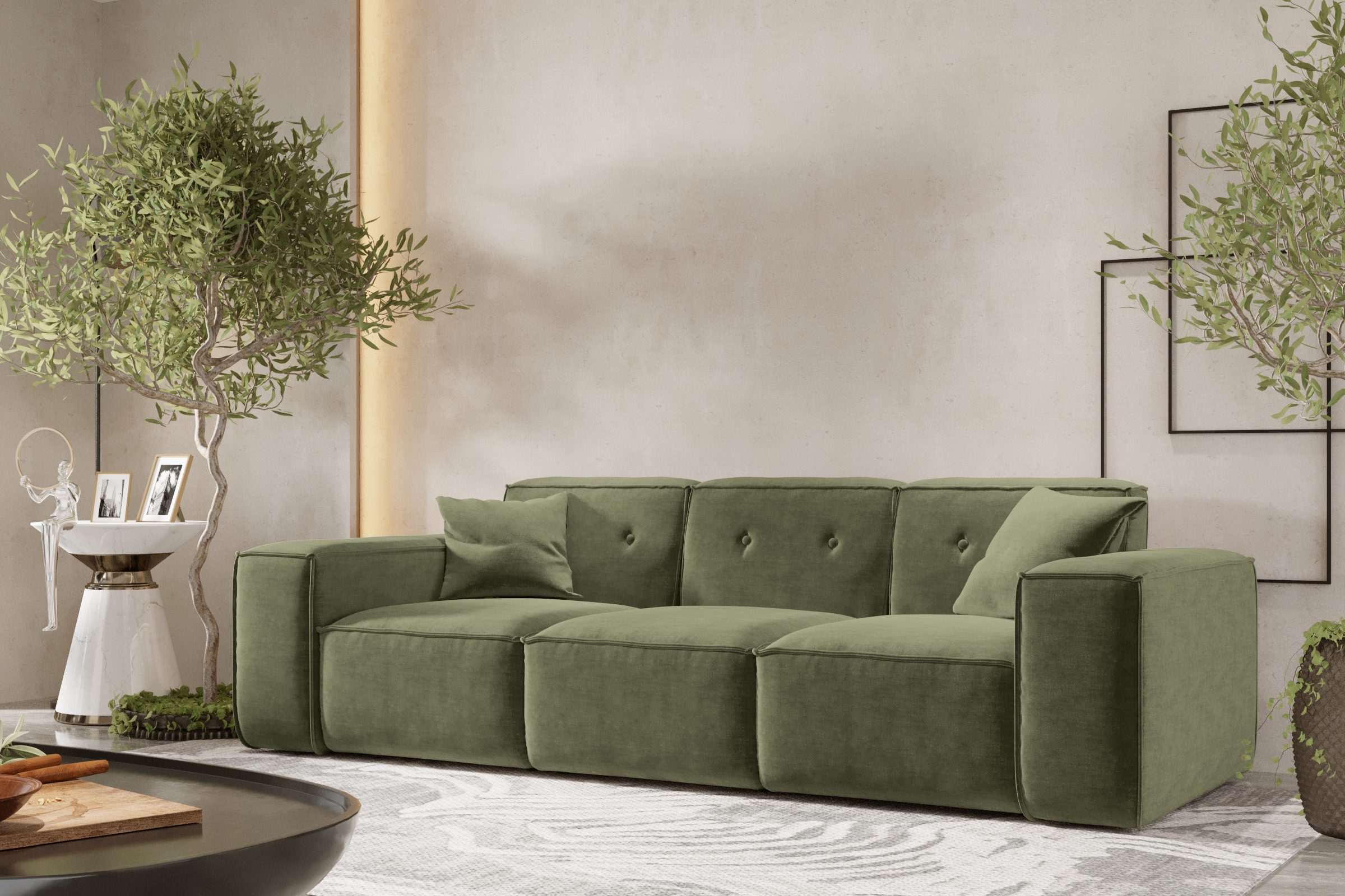 Sofa LUGA 3-Sitzer oliv